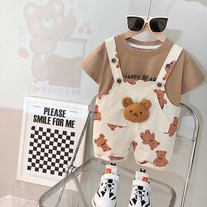 Completi estivi per neonati Completi di abbigliamento per bambini per neonate Ragazzi T-shirt Pantaloncini Orso dei cartoni animati Abbigliamento sportivo per bambini 1-4 anni