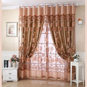 Curtain Elegant Luxury High-end Floral Pattern Window Size 39" 98" 2Pcs 100 250cm Curtains Beads Door Voile Drape Divider Room