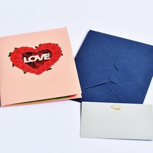 Gratulationskort M17D 3D Up Love Heart Card Vlanetines Day med kuvert för födelsedagsjubileum Make Make