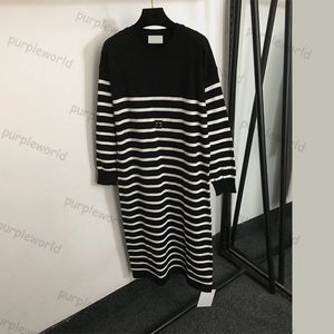 Dress Womens Round Neck Color Striped Design Sleeve Loose Long Sleeved Casual Dress