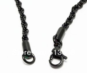 Kedjor Lot 5st 4mm svart pläterat rostfritt stål Twist rephalsbandskedja i bulksmycken för mäns och kvinnor 21.6 '