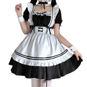 Fantasia tema vestido preto e branco vestido de avental japonês anime fofo lolita empregada figurina menina garçonete vestido de empreendimento francês vestido de cosplay 230410