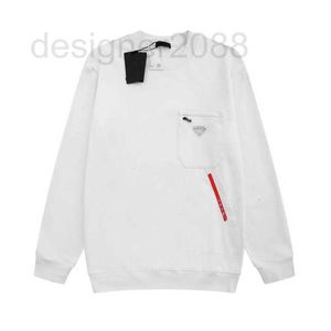 Men's Hoodies & Sweatshirts Designer Metal Triangle Letter Logo Zipper Pocket Round Neck Sweater Men and Women XZAP