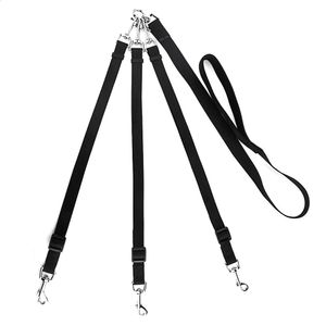 Dog Collars Leashes 3 Way Dog Leash Nylon Adjustable Coupler No Tangle Detachable 3 in 1 Multiple Dog Pet Cat Puppy Leashes Black 231110