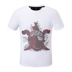 Philipe plein plein-märke t-shirt skalar kortärmade tees pp mördare nallebjörn toppar strand sommarstil herr svart mönster parti t-shir 7512