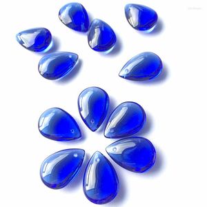 Chandelier Crystal 12pcs/lot 16 22mm Smooth Blue Glass Tear Drop Pendants (Free Rings)For Chandelier/ Curtain Parts Diy Jewelry