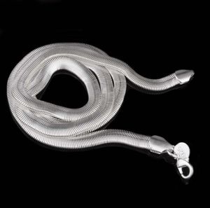 Corrente plana de osso de cobra macia de 6mm, hip hop, masculina, corrente de cobra, colar de cor prateada, 16 a 24 polegadas 1532