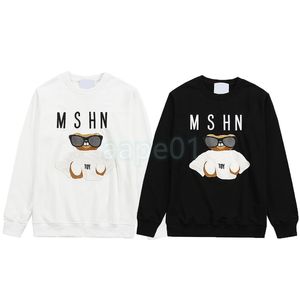 Tasarımcı Erkek Uzun Kollu Sweatshirt Ayı Desen Mektubu Baskı Sweatshirt Moda Marka Krover Kadınlar Gevşek Üst Siyah Beyaz Asya Boyutu S-2XL