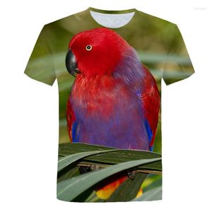 Camisetas masculinas Summer 2023 T-shirt engraçado 3D Impresso Animal Parrot Bird Shorts Mangas de moda Casual Tops Men 6xl