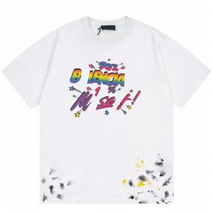 T-shirt da donna estiva di design Camicia Versione di alta qualità T-shirt manica comoda unisex con etichetta a colori sul davanti e sul retro