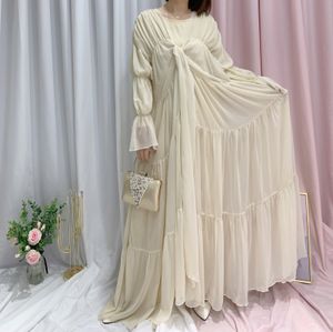 Ethnic Clothing Ramadan Eid Tunic Puff Sleeve Cardigan Muslim Abayas Kimono Musulmane Dubai Fashion Dress Arab Worship Service wy701 230410