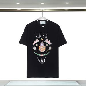 قمصان Casablanc Mens مجموعات 24SS Designer Print Mens قميص غير رسمي للسيدات حريرية فضفاضة قميص قميص قصير الأكمام T-Shirt فاخرة Tees عالية الجودة 4K32