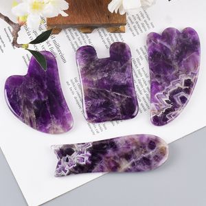 Amethyst Gua Sha Facial Lifting Tools Natural Crystal Stone Guasha Tool for Face Sculpting and Body Massage Health Skin Care Reduce Puffiness