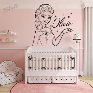 Wall Stickers Baby Custom Name Wall Decal Children's Room Princess Vinyl Wall Decal Decoration Girl Bedroom Famous Youth Room Wall Decal Y079 230410