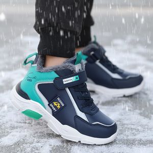 Sneakers trampki zimowe dzieci utrzymują ciepło pluszowe buty sportowe dla dzieci, które chłopcy prowadzą lekkie zaawansowane buty dla chłopców 230410
