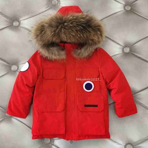 Erkekler Down Parkas Lüks Erkek Kız Down Ceket Rakun Kürk Yaka Bebek Erkekler Kış Palto Kaput Duck Aşağı Sıcak Giysiler Kızlar Snowsuit 2ynr