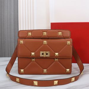 Stud Crossbody Bag Rivet Shoulder Messenger Bags Clemence Genuine Leather Detachable Handle Strap Swivel Closure Inside Letters Women Handbags Purse