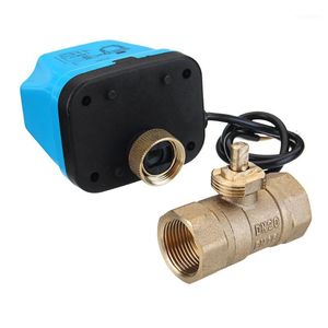 Kitchen Faucets 1/2" 3/4" 1" 1-1/4" Blue Shell Motorized Electric Brass Ball Valve 3 Wire AC 220V Full Port1