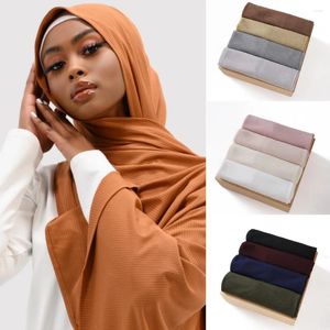 Roupas étnicas 2023 Muçulmano Jersey Hijab Scarf Wome Cor Sólida Listrado Xaile Plain Premium Turquia Turban Marca Headscarf 170 70cm