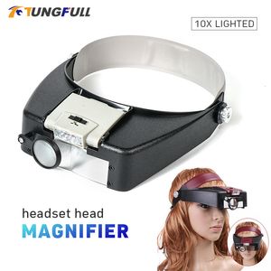 أكواب مكبرة نظارات tungfull loupe ترتدي نمط مع مصباح LED مكبدي أكواب مكبّر نظارات LOUPE مع إصلاح القراءة LED 230410