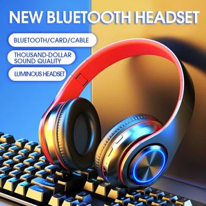 Mobiltelefonörlurar B39 Hörlurar med trådlös Bluetooth Colorful Light Pluggbara kortspel Musikrörelse 231109