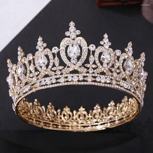 Haarspangen, europäischer grenzüberschreitender Verkauf, Hochzeits-Kopfschmuck, Kristall, herzförmige Braut, runde Krone, Gold-Silber-Farbe, Prinzessin-Tiara