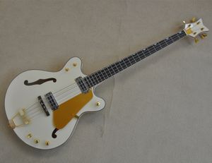ゴールデンピックガードのローズウッドフィンガーボードを添えたオフホワイトカラーエレクトリックベースギター4文字列カスタマイズできます