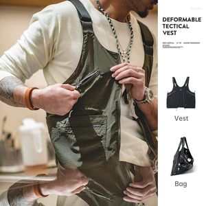 Coletes masculinos 2023 design masculino casual verão tamanho grande sem mangas colete de trabalho multi bolso colete grande capacidade jaqueta de mochila