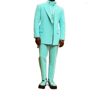 Men's Suits Winter Latest Design Mint Green Men Sets Wedding Blazer Trousers Casual Slim Fit 2Pcs Groom Prom Party Wear Jacket Pants