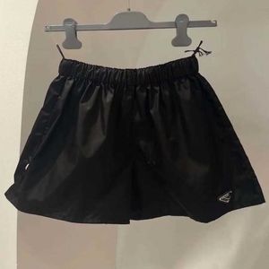 Womens Designer t shirt Shirt Triangle Casual Black Nylon Shorts 23 Summer Elastic High Waist Loose Wide Leg Hot Pants XXL