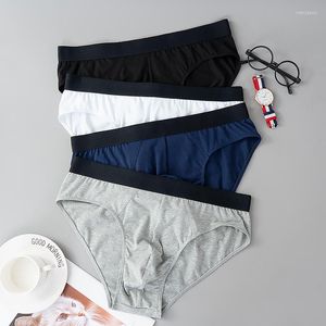 Underpants 3pcs Men Briefs 95% Roupa térmica de algodão sexy calcinha sexy de cor sólida de cor sólida respirável boxershorts