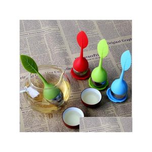 Coffee Tea Tools Creative Sile Infuser Leaves Shape Sil Teacup With Food Grade Make Bag Filter Stainless Steel Strainers Leaf Drop Dhhgv