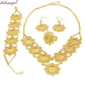 Brincos de colar Definir colar de moedas adixyn/brejo/anel/pulseira de cor de ouro dubai Índia Acessório Africano de Halloween N10094