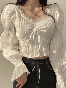 Женские блузки шифоновая блузка Женщины весна лето -слоевые рукав кружевные рубашки рубашки женская корейская мода