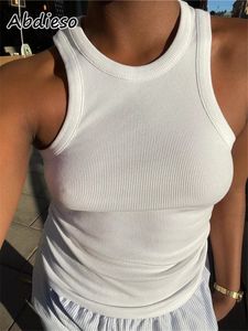 Camisoles Tanks Abdieso Y2K Green Ribbed Casual Crop Top Women's Sleeveless White Summer Ultra Thin Basic Tank Top Shoulder Sexy Sports Tank Top 230410