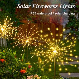 Solar LED Lights Outdoor Landscape Firework IP65 Garden Decoration Lawn Lamp Street Flood Spotlights 90/120/150