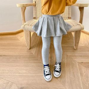 Hosen Kinder Gefälschte Zwei Stück Rock Hosen 2023 Herbst Mädchen Koreanische Mode Einfarbig Wolle