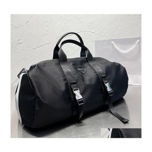 nnb Duffel Bags Top Quality Unisex Duffle Bag Sport Fashion Black Commerce Large Capacity Handbag Solid Color Nylon Portable Travelling Dhgji