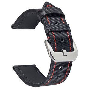 Watch Bands Luxury men's watch nylon strap leather 20mm 22mm 23mm black nylon strap waterproof wrist strap 230410