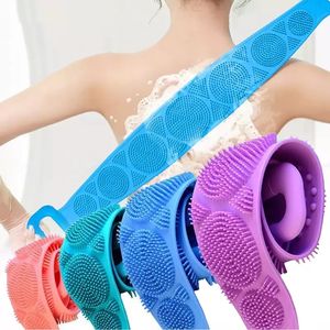 Home Body Scrubs Magic Body Sponge Dual Sided Silicone Brushes Bath Towel Rubbing Back Shower Strap Skin Clean Exfoliating Massage Brush Body