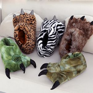 Vinter 604 Varma mjuka inomhusgolv tofflor Kvinnor PAW FUNNY Animal Christmas Monster Claw Plush Home Cotton Shoes For Men 231109