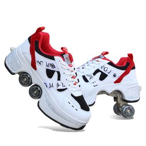 Sneakers Deformation Parkour Shoes Four Wheels Rounds Of Running Shoes Kids Adults Sneakers Unisex Deformation Roller Skating Shoes 230410