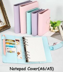 Anteckningar Macaroon Color A6A5 PU Leather DIY Binding Notebook Cover Diary Agenda Planner Paper School Stationery 230408