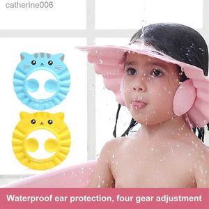 Cuffie per la doccia Baby Shower Cuffia morbida regolabile per il lavaggio dei capelli Cappello per neonati Protezione per le orecchie Sicuro per bambini Shampoo per bambini Copricapo da bagno L231110