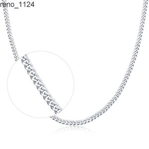 L08 Pure silver 925 plata hot sale fashionable white gold large curb cuban link chain Horsewhip necklace for women miss jewelry