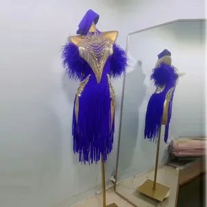 Сценическая одежда, женское платье для латинских танцев, элитное платье с кисточками и перьями на заказ, Румба Ча, Танго, Профессиональный бриллиант