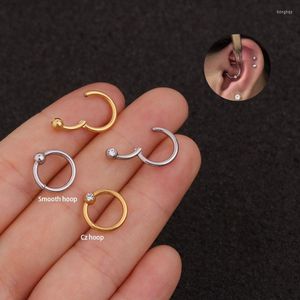 Hoop Earrings 2023 1Pc Simple Stainless Steel CZ Earring Nose Septum Ring Tiny Daith Tragus Cartilage Ear Piercing Jewelry