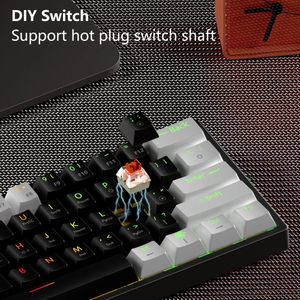 Tangentbord Mucai Mini Mechanical Keyboard Portable USB Gaming Red Switch 61 Keys Wired Löstagbara kabel RGB Backbelysta bytningsbara MK61 231109