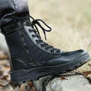 Botas de moda masculina botas de inverno ao ar livre botas militares de couro respirável botas de combate do exército plus size botas de deserto homens caminhadas sapatos 231110