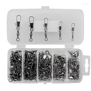 Brooches 100Pcs/Box 5 Size Swivel Fishing Connector Snap Pin Rolling Lure Tackle Gear Accessories